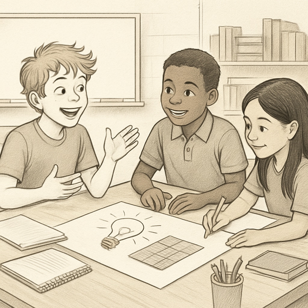 ADHD student contributing to a group project with creative ideas.