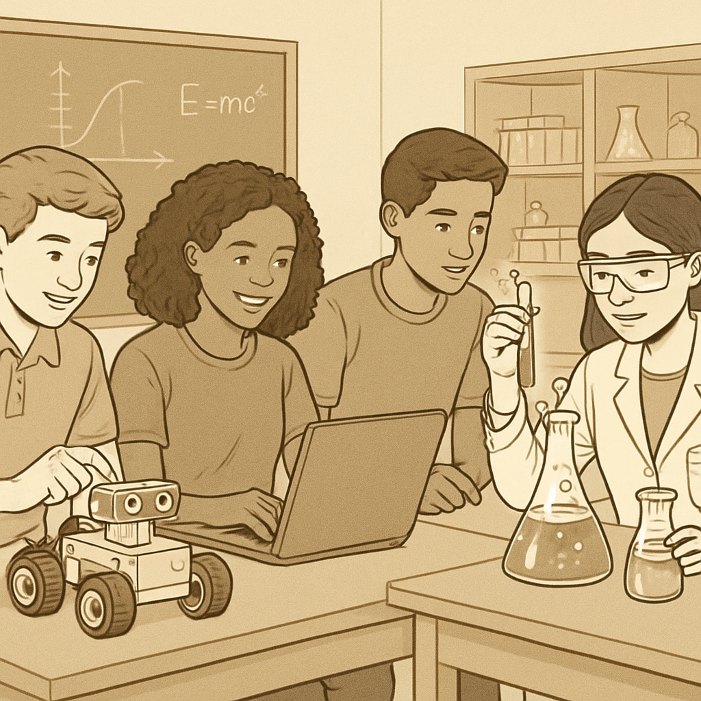 High school students engaging in STEM activities as preparation for college, reflecting K12 efforts to align with higher education trends. High school students participating in STEM projects to prepare for UC San Diego’s academic priorities