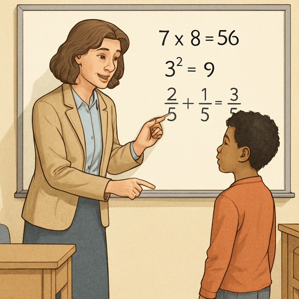 A teacher guiding a student with math problems on a whiteboard, representing supportive learning environments. A teacher assisting a student with math problems to reduce exam anxiety.