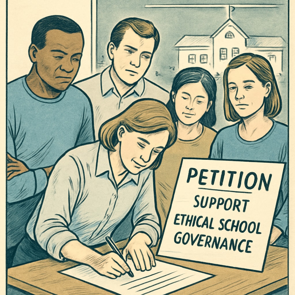 Parents signing petition for ethical school leadership