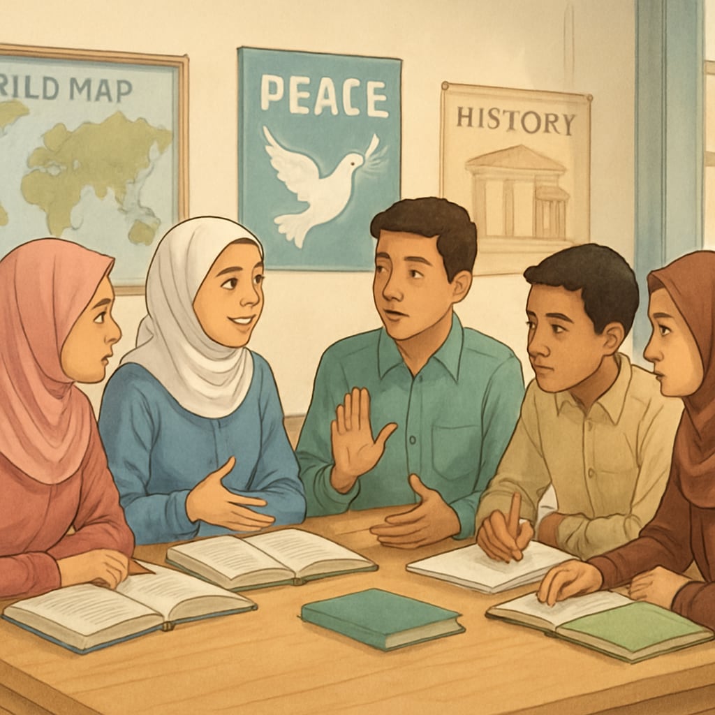 Peace-building workshop for Gaza students in a social studies class.