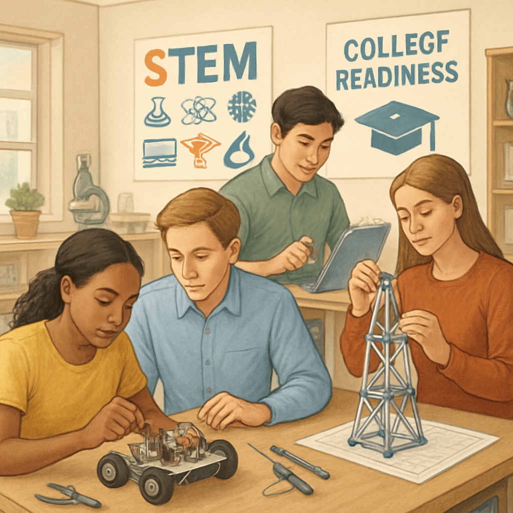 High school students collaborating on STEM projects to enhance college readiness.