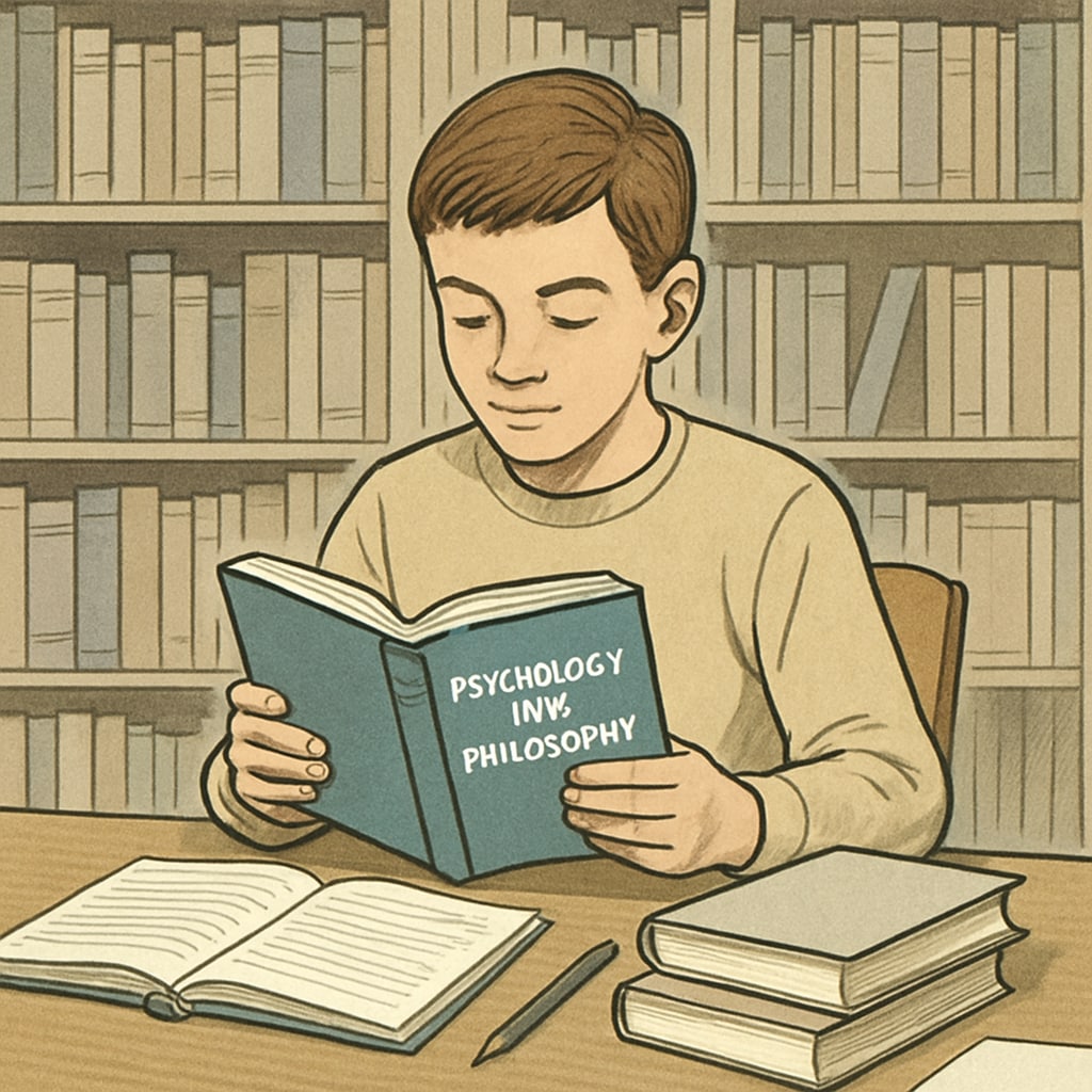 A student learning psychology and philosophy self-study