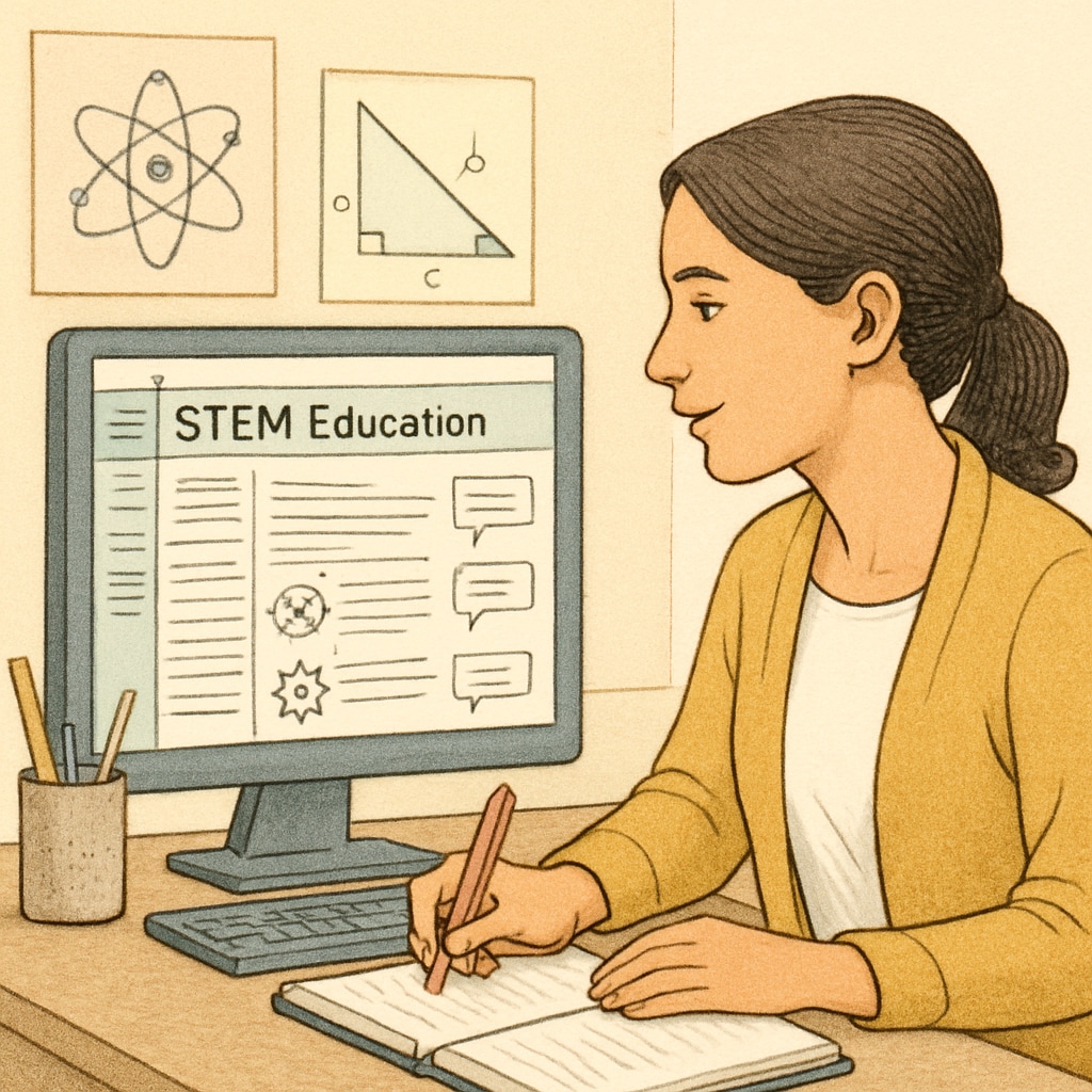 Teacher using an online subforum for STEM education resources and discussions.