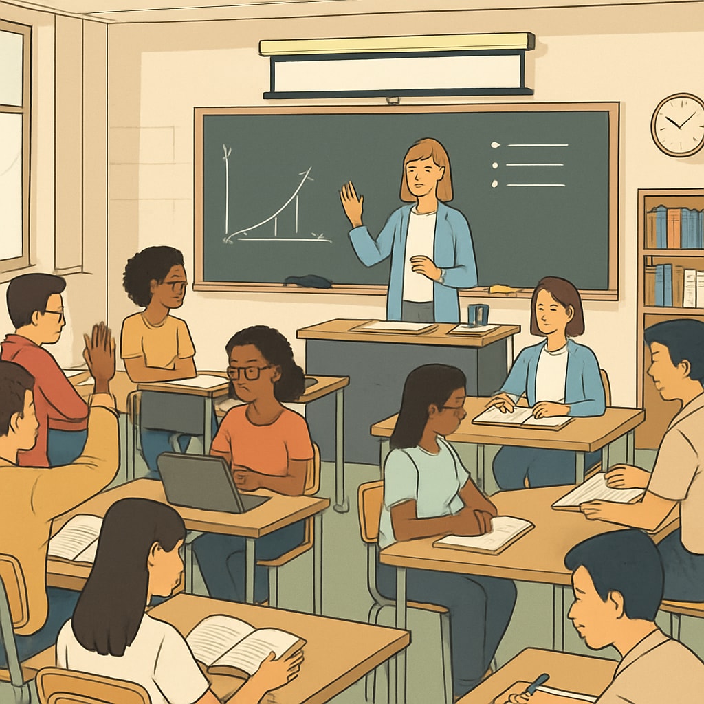 A classroom setting in a public university, showcasing engaged students and diverse learning opportunities. Public university classroom highlighting alternative educational paths.
