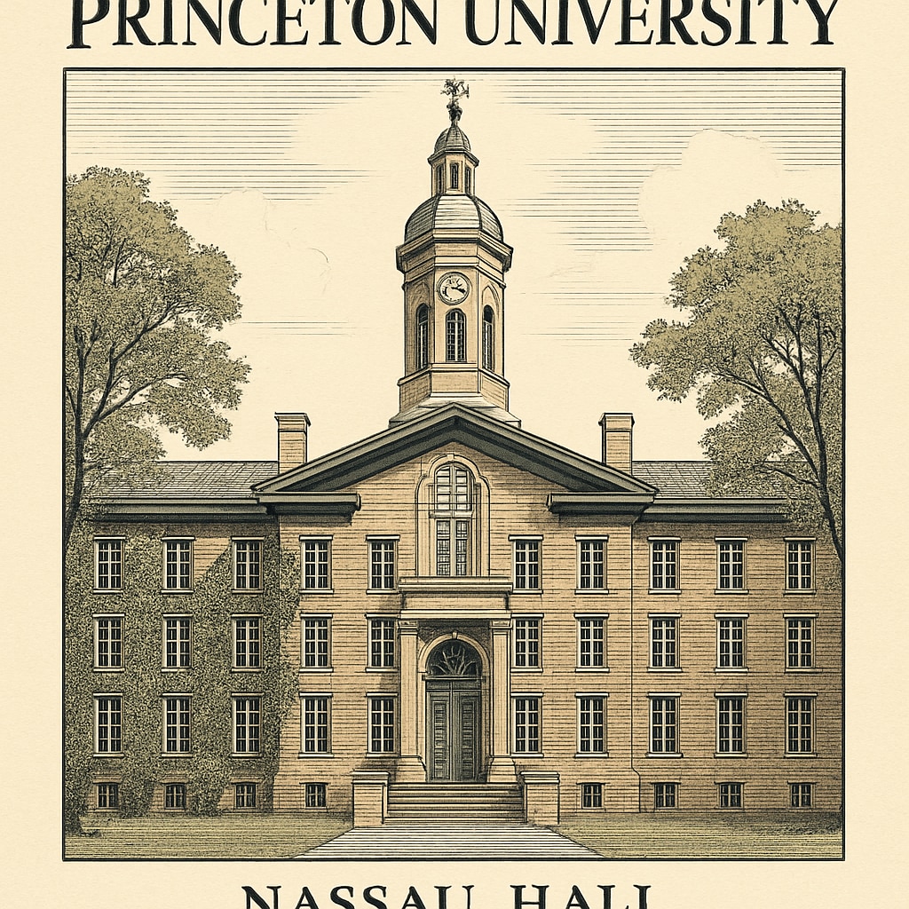 A photo of Princeton University’s iconic Nassau Hall, symbolizing prestige and tradition. Princeton University’s Nassau Hall representing Ivy League prestige.