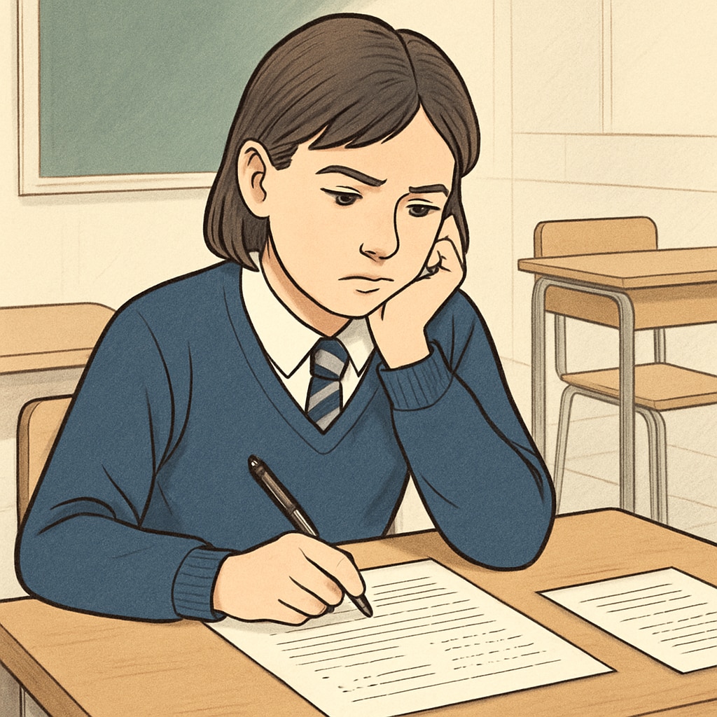 Student contemplating educational choices after A-Level exam results.