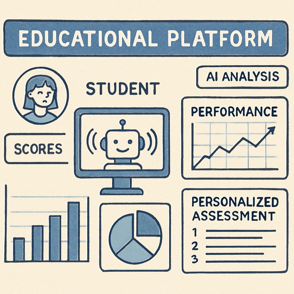 An AI-driven educational platform analyzing student performance data to personalize assessments. AI-powered platform analyzing student data for personalized education.