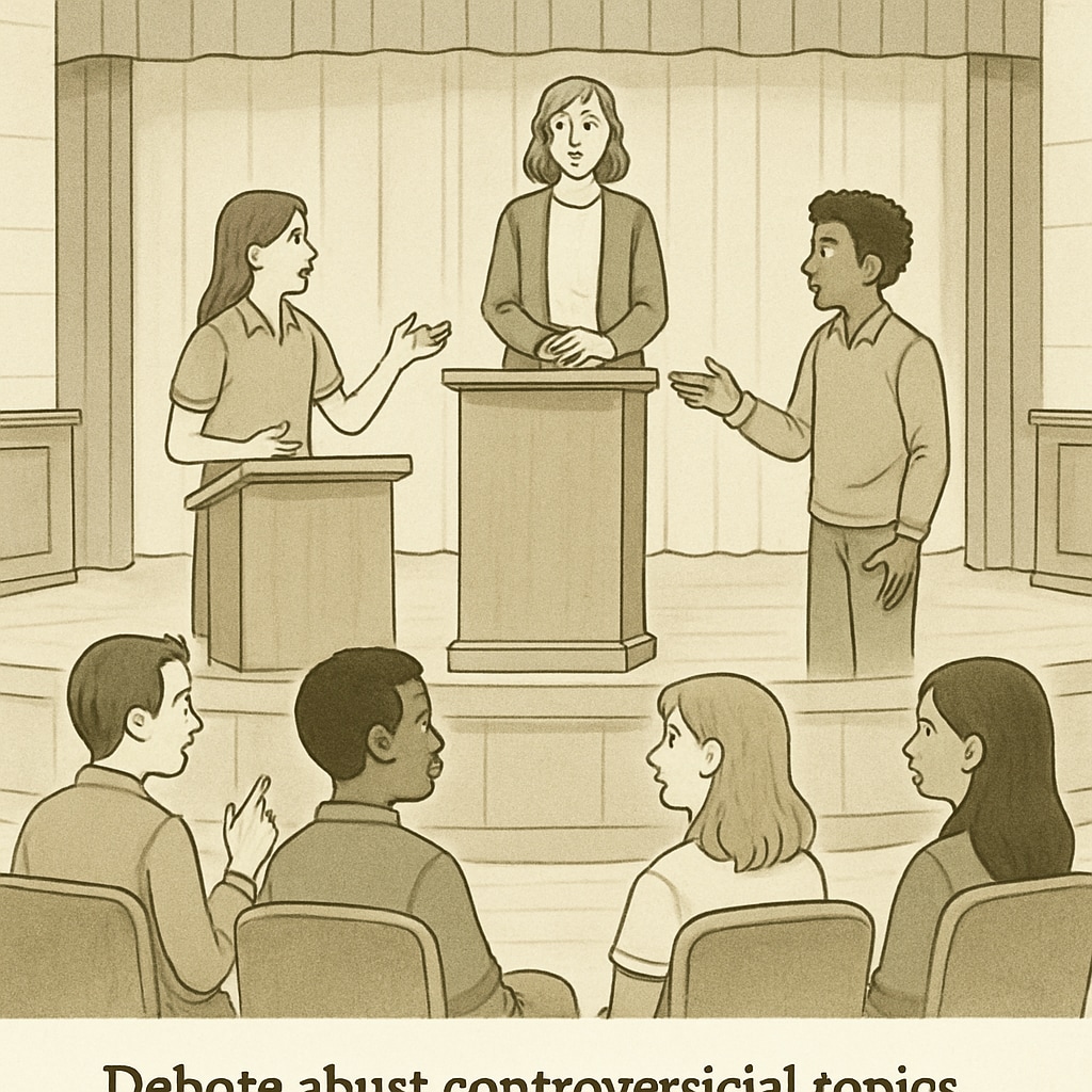 Students debating controversial topics, showcasing diverse perspectives on 