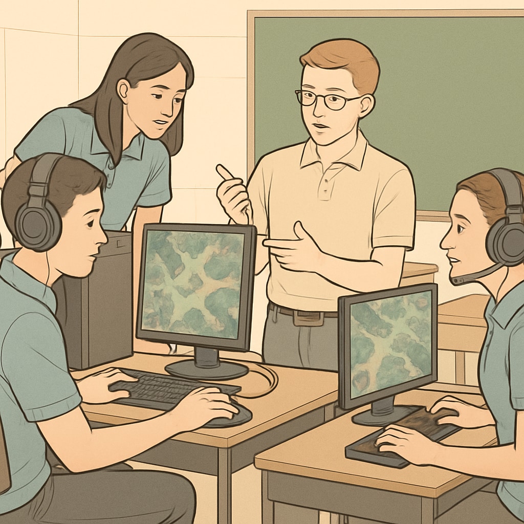 Students learning teamwork through esports in a classroom.