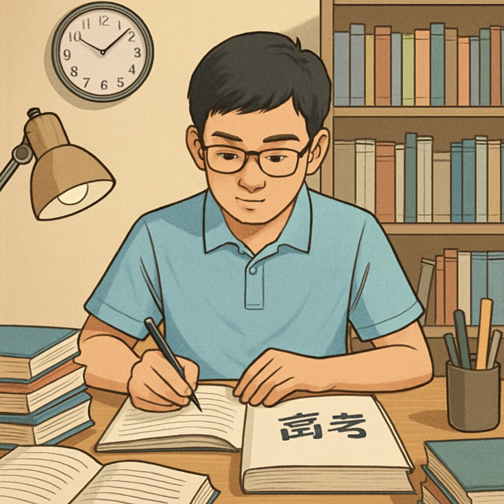 A Chinese student studying for the Gaokao exam, showcasing a competitive education model.