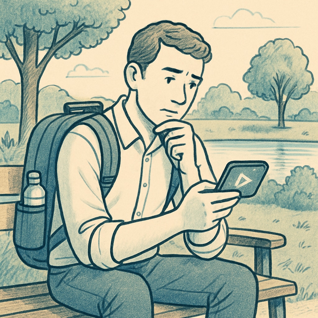 Traveler inspired by short video tourism content on smartphone.