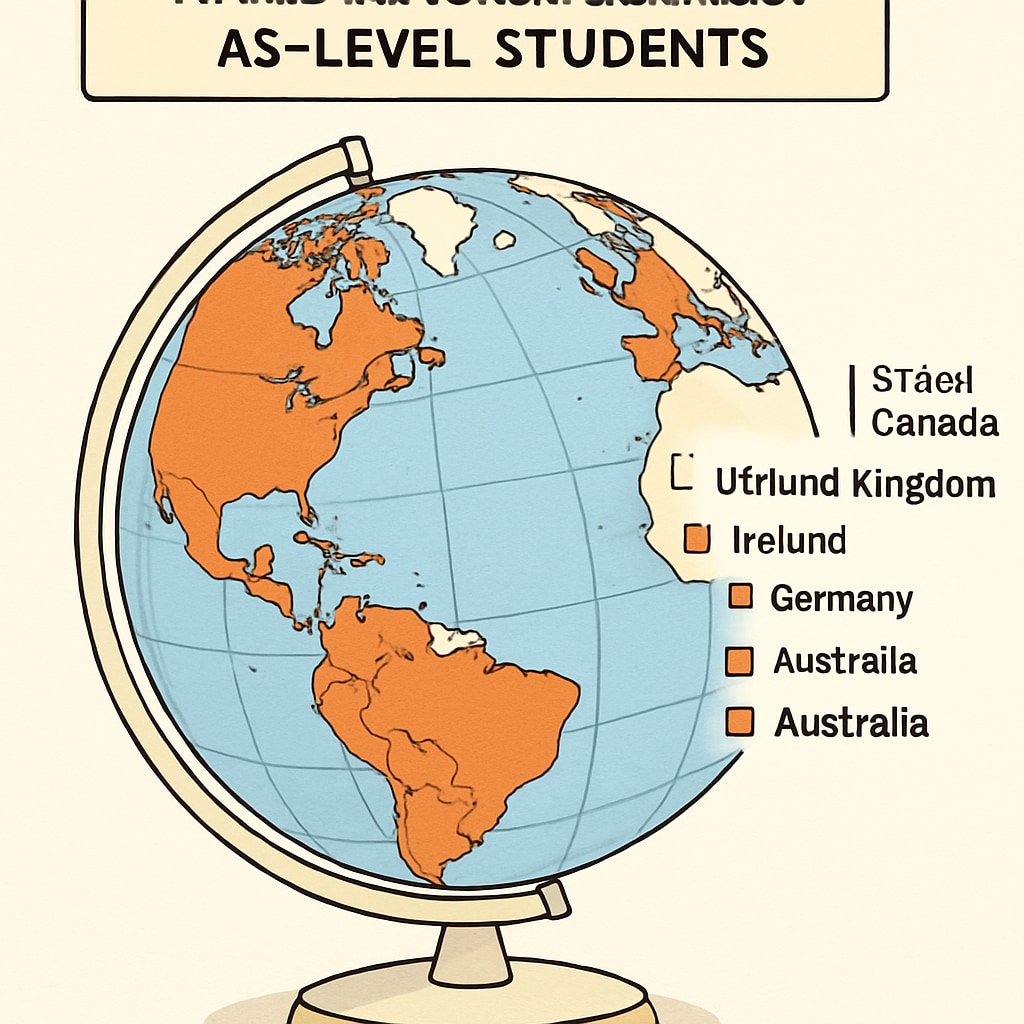 A globe highlighting countries with affordable universities accepting AS-level students. Map showing locations of affordable universities for AS-level students.