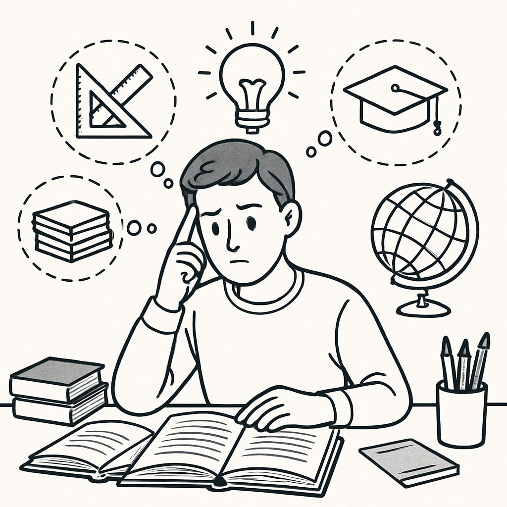 Student contemplating academic options, linked to improved diploma regret