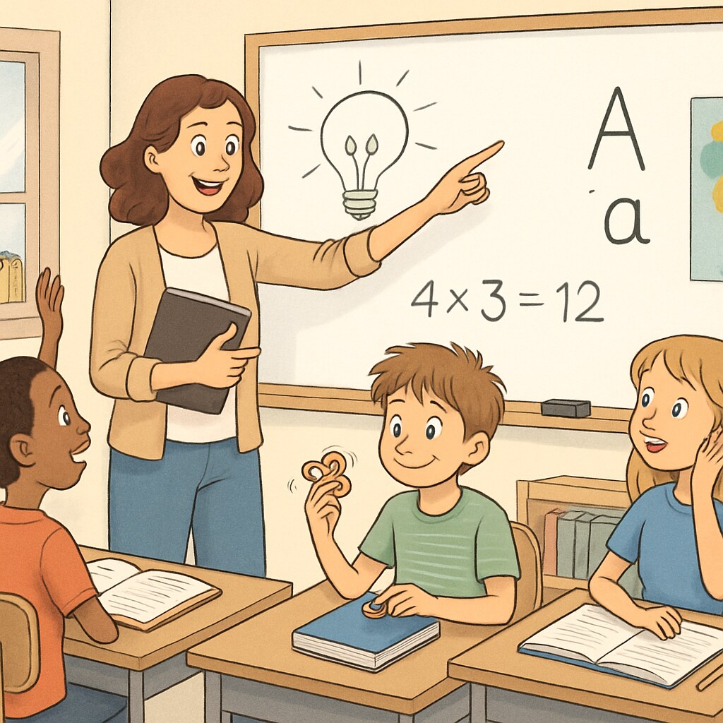 ADHD students in a classroom with creative teaching methods, related to gifted education.