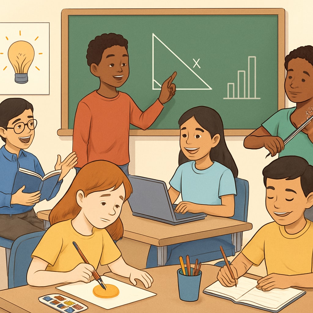 Students in a creative learning environment, emphasizing diverse talents in gifted education.