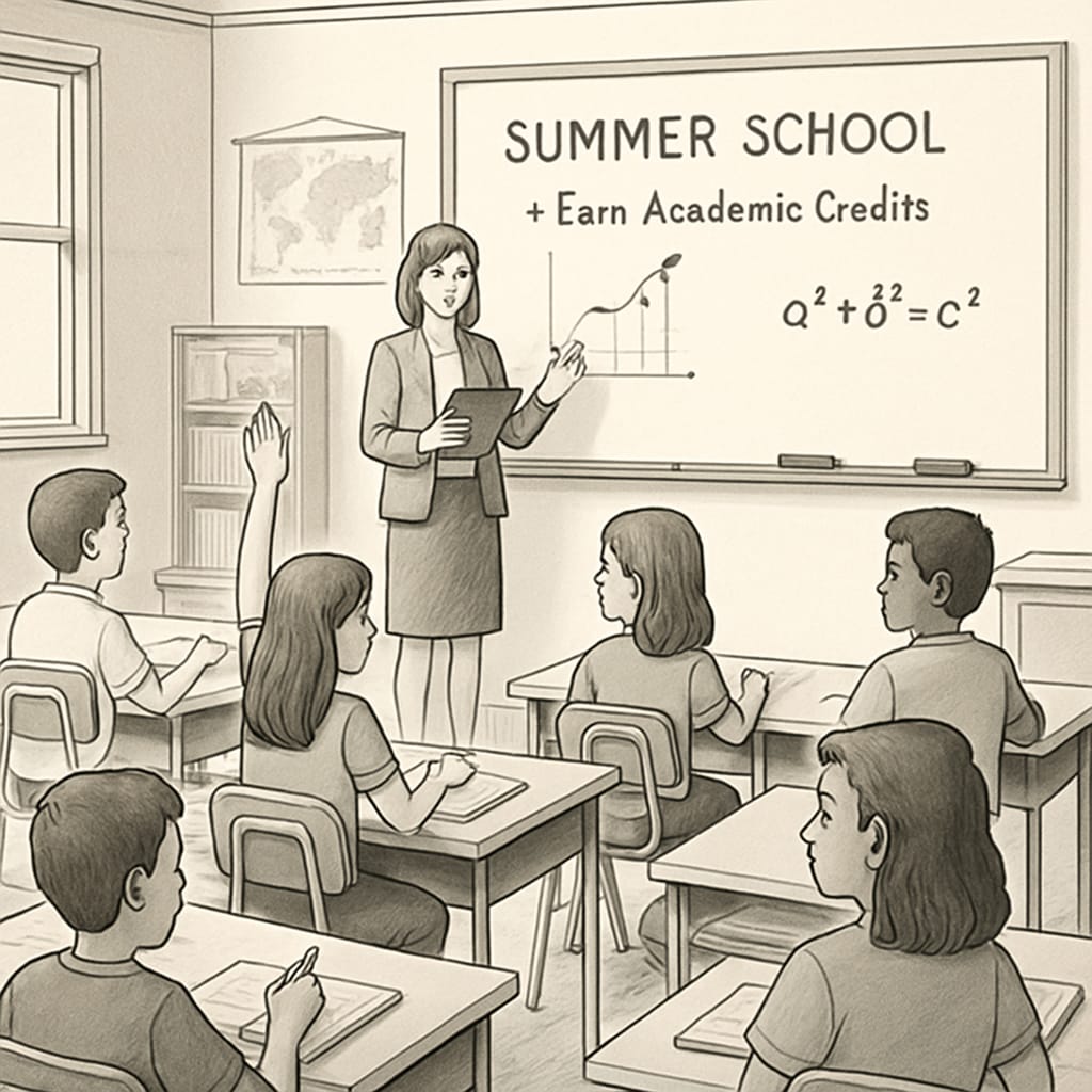 Students earning academic credits through summer school classes.