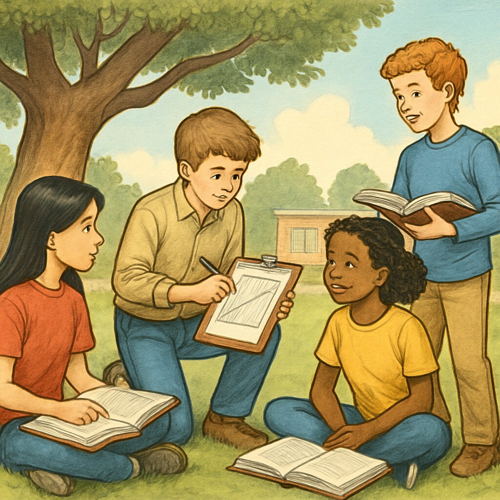 A group of students participating in an outdoor learning activity, showcasing the flexibility of alternating school schedules. Students engaging in outdoor learning during year-round schooling.