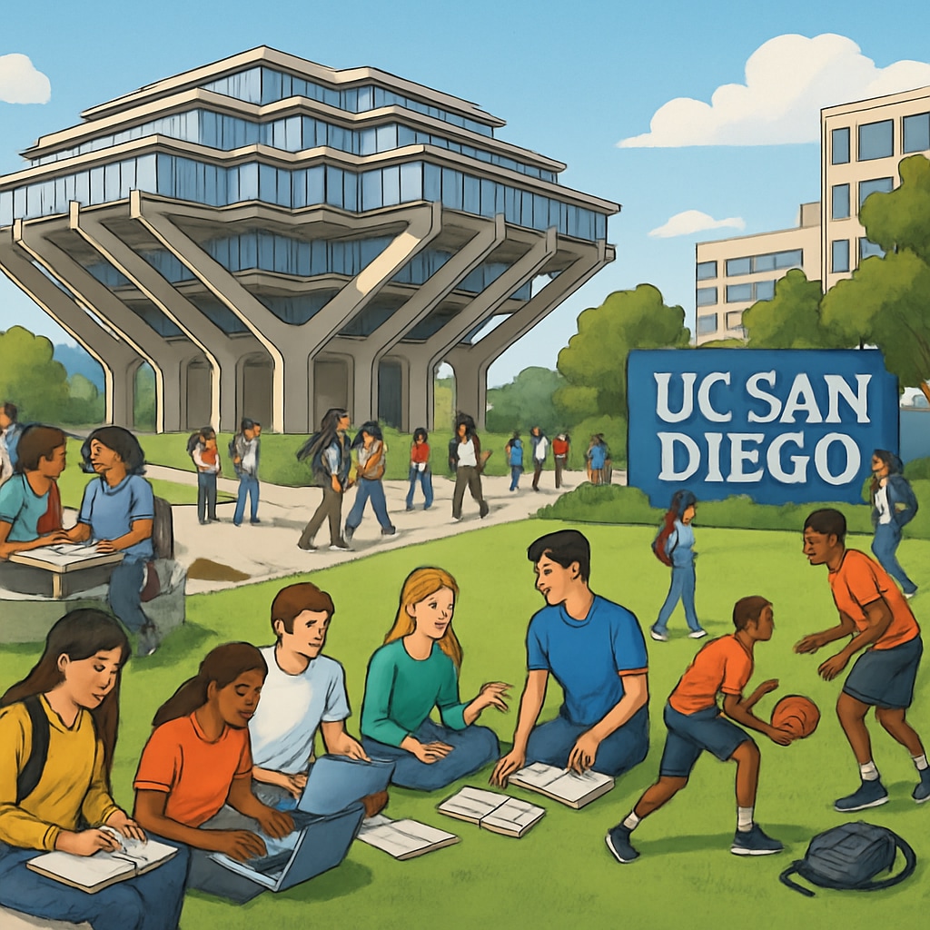 UC San Diego campus showcasing students involved in academic and extracurricular life.