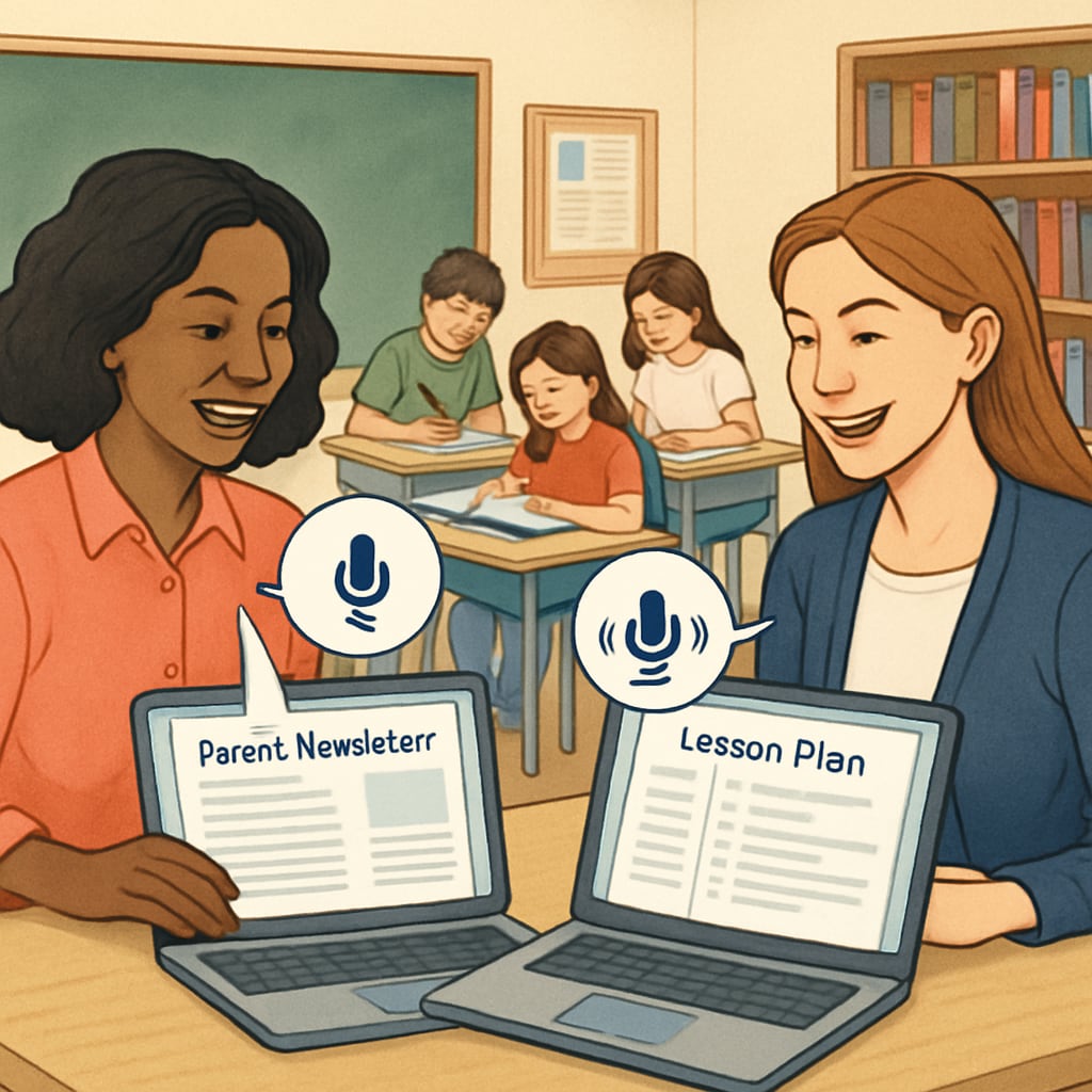Teachers using speech recognition software to streamline communication tasks