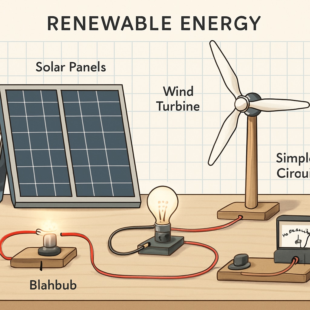 A science lab setup using basic, locally sourced materials to demonstrate principles of renewable energy. A simple science lab in Gaza demonstrating renewable energy concepts to students.