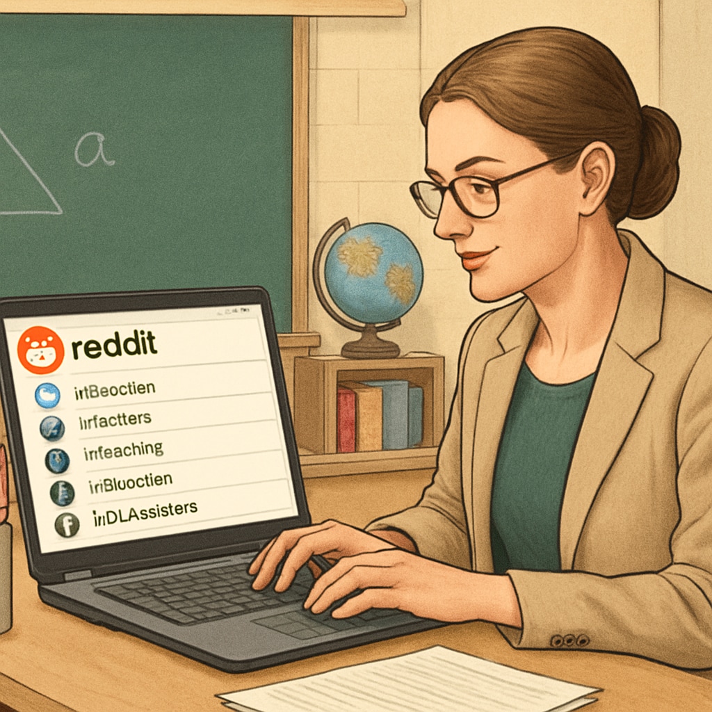 Teacher exploring community rules, education network, subreddit navigation on Reddit.