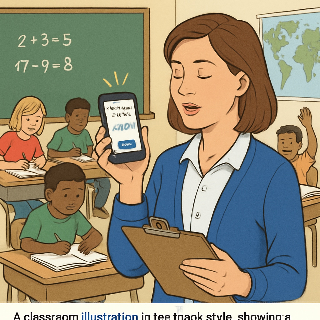 A classroom setting where a teacher records observations using WillowVoice, demonstrating its practical application in real-time education scenarios. WillowVoice in action for classroom observation transcriptions