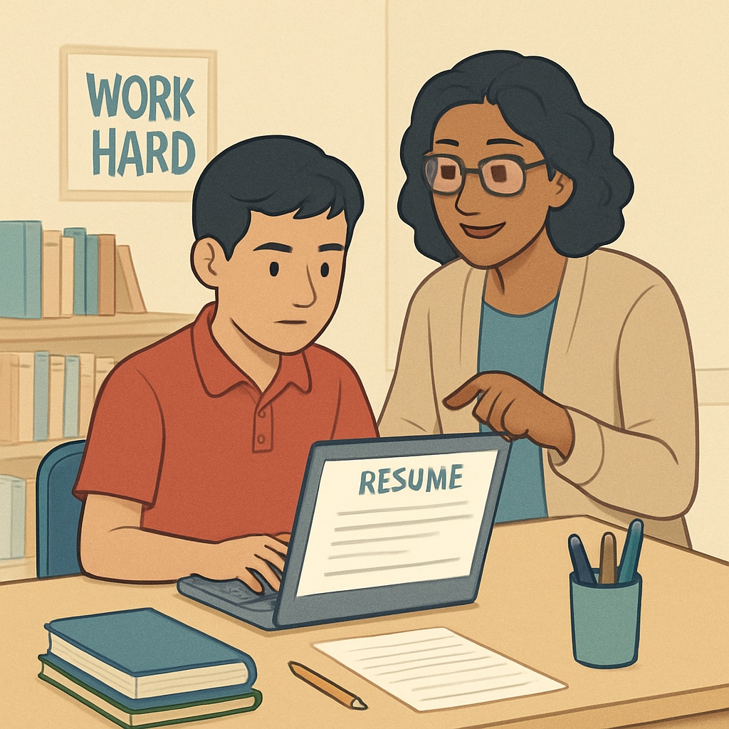 A high school student in Canada creating a resume with professional advice.
