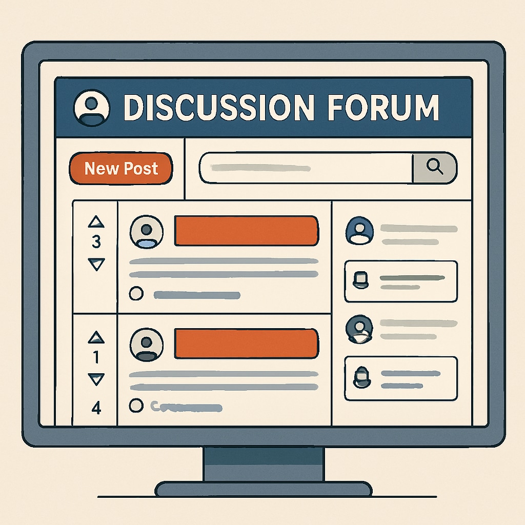 A vibrant discussion forum interface on a computer screen, illustrating the collaborative nature of Reddit subreddits. Reddit forum interface related to education subreddits.