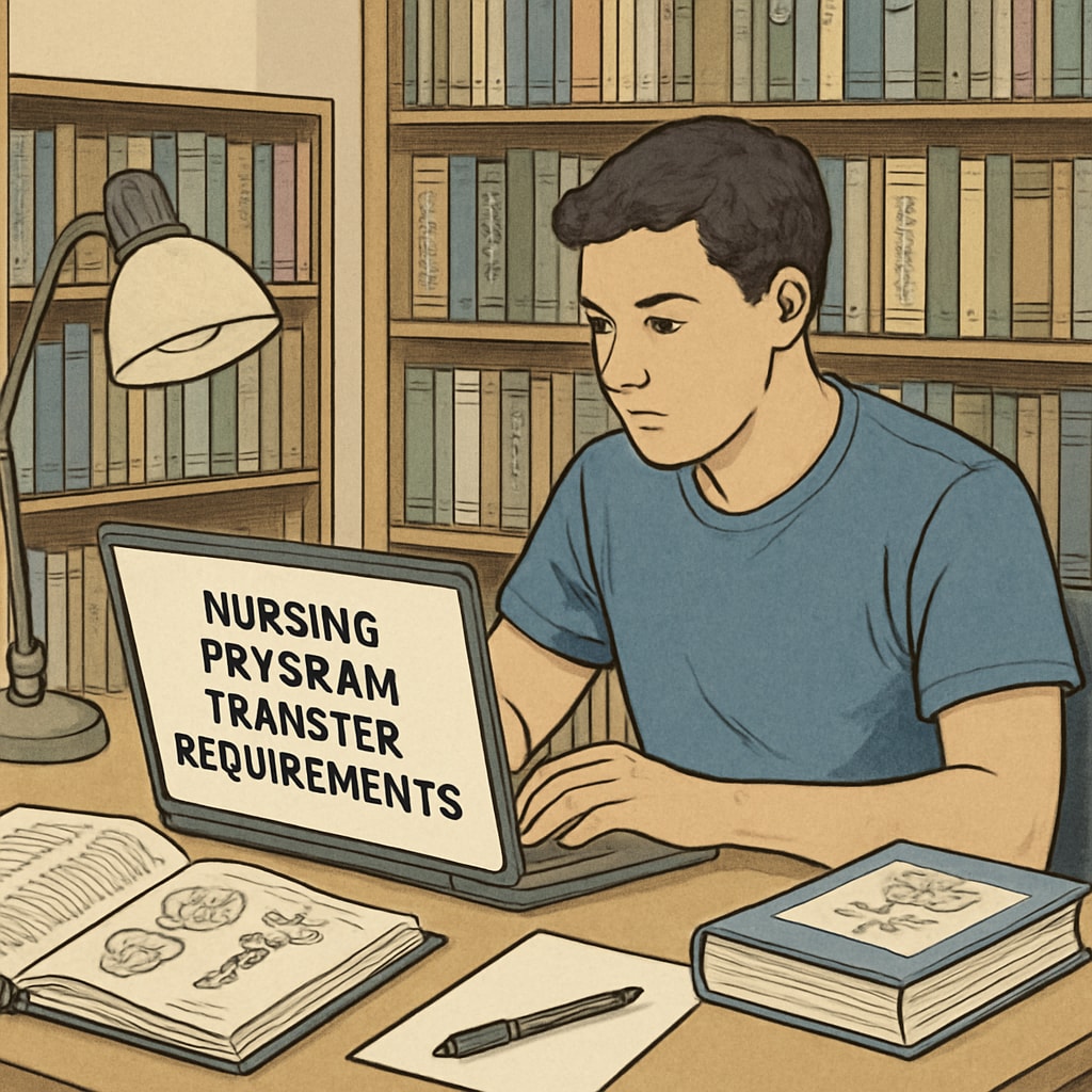 Nursing program transfer requirements being reviewed by a student.