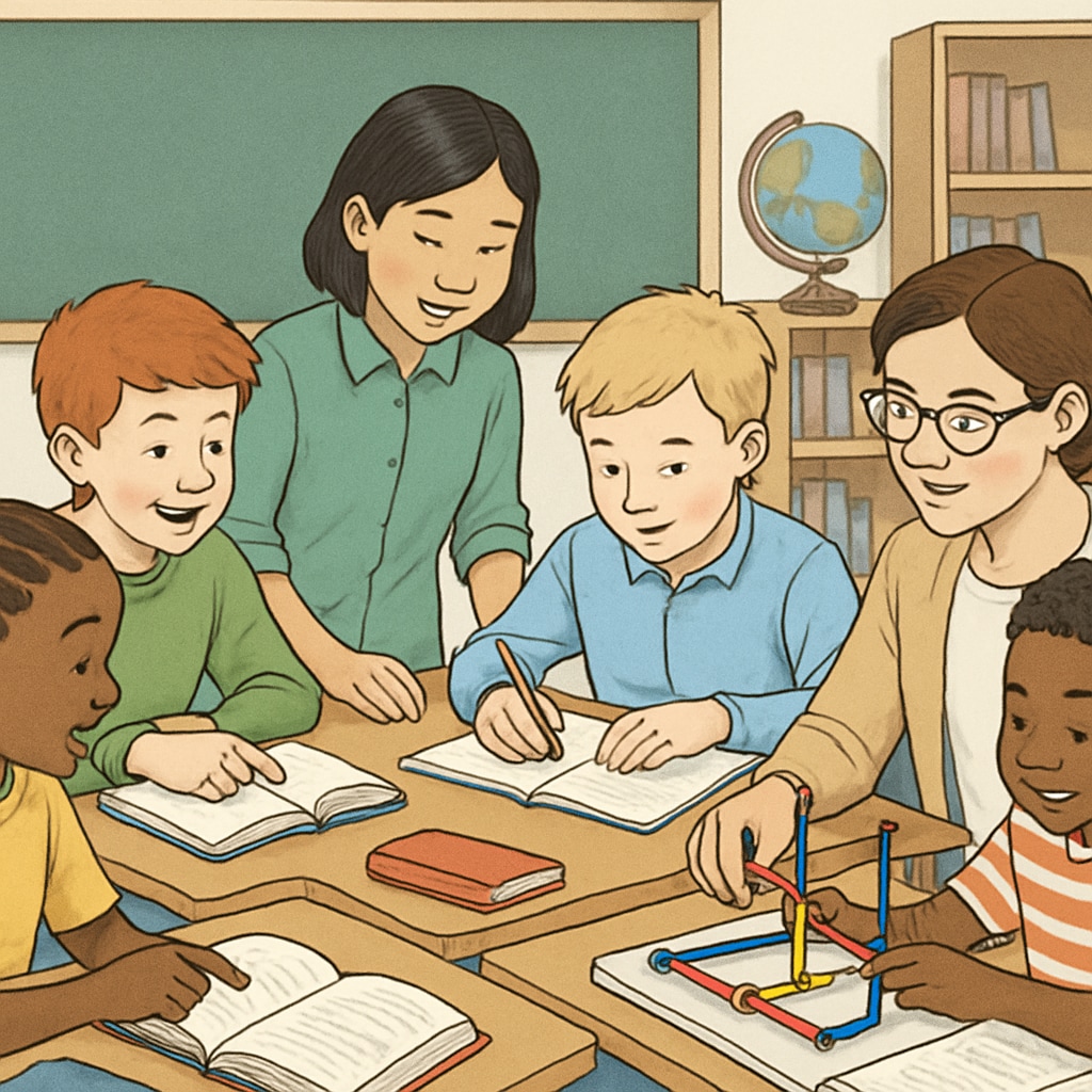A diverse group of students learning together in an inclusive classroom environment. This image represents the importance of inclusivity in education. Diverse students engaging in an inclusive learning environment.