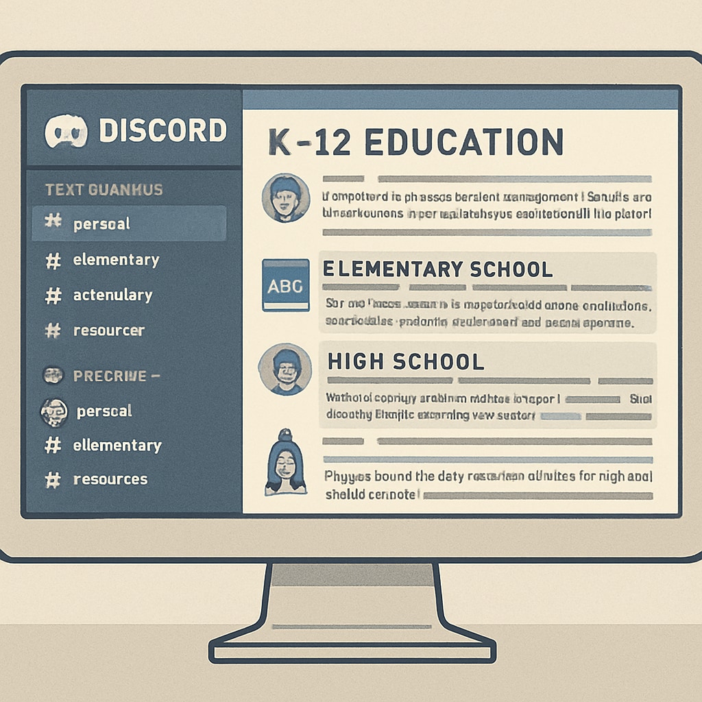 Discord interface showcasing a channel for K12 education discussions.