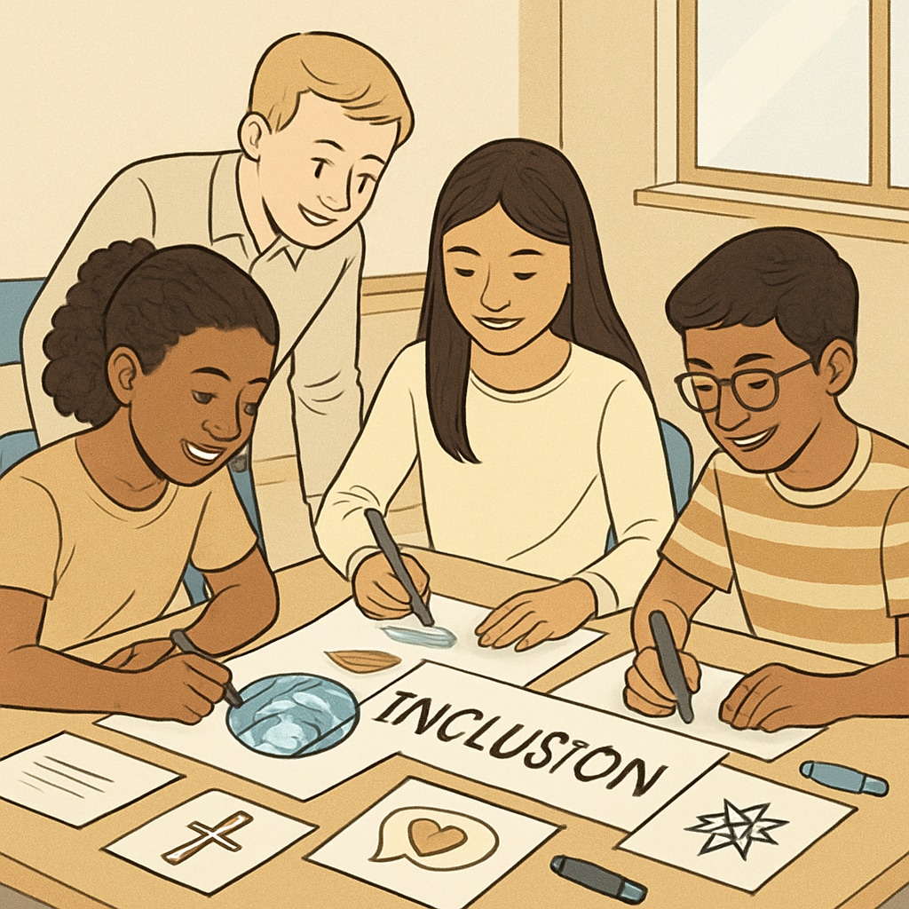 Students working on diversity and inclusion projects in schools.