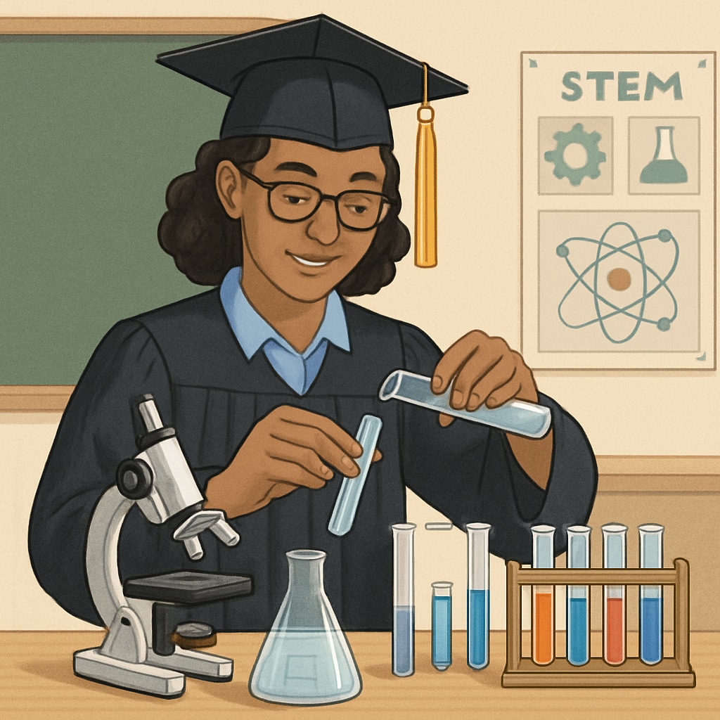 Education master’s student organizing science experiments for teaching.