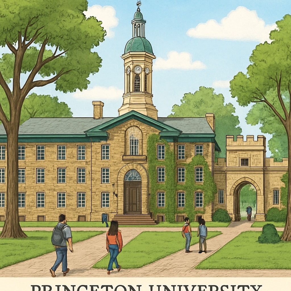 A photo of Princeton University's iconic campus, symbolizing elite education. Princeton University campus representing Ivy League prestige.