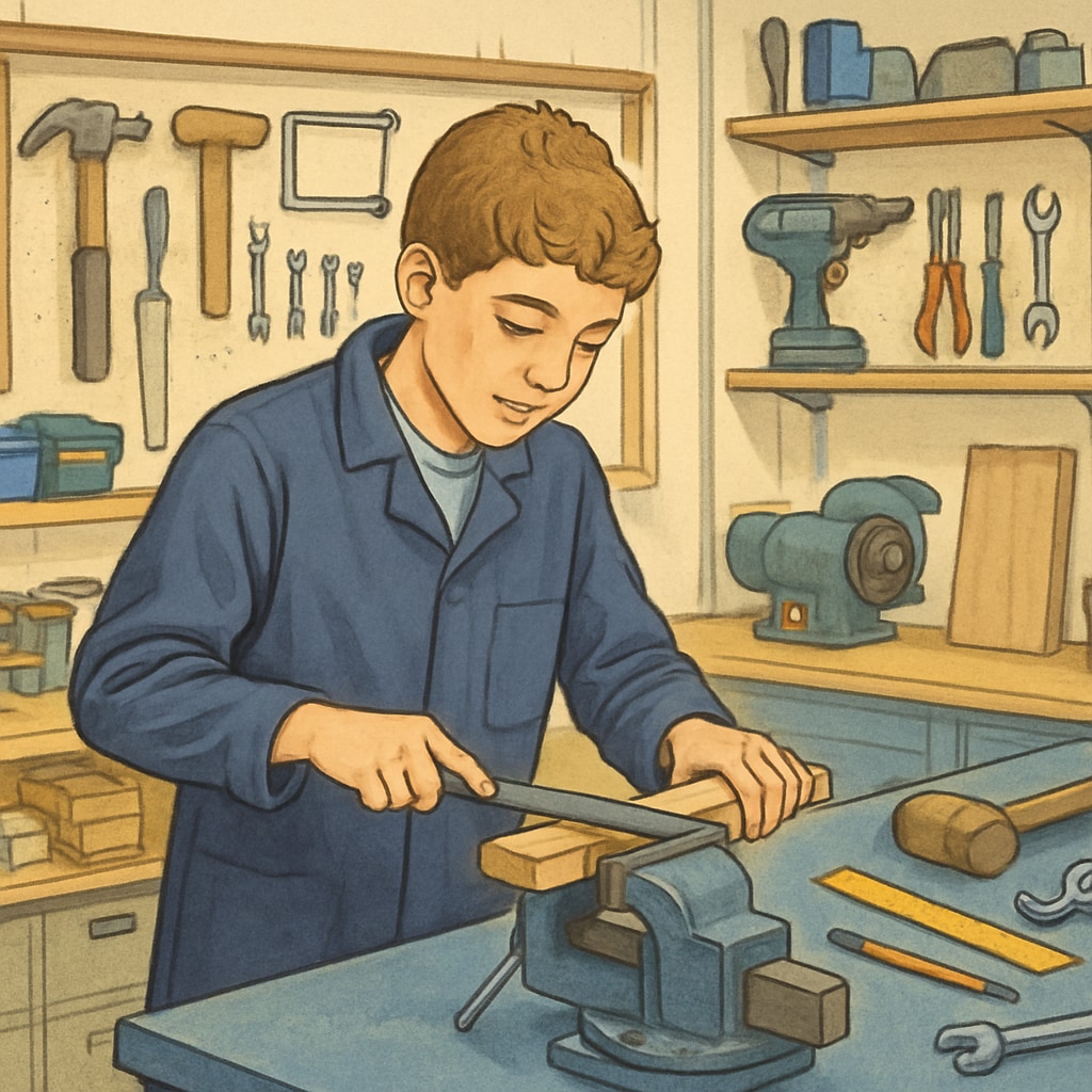 A young apprentice working in a workshop, highlighting vocational training opportunities in the UK Vocational training opportunities in the UK for interrupted education