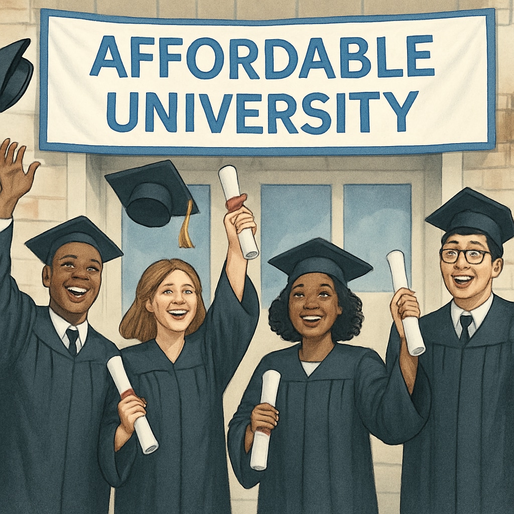 Affordable university graduates celebrating success