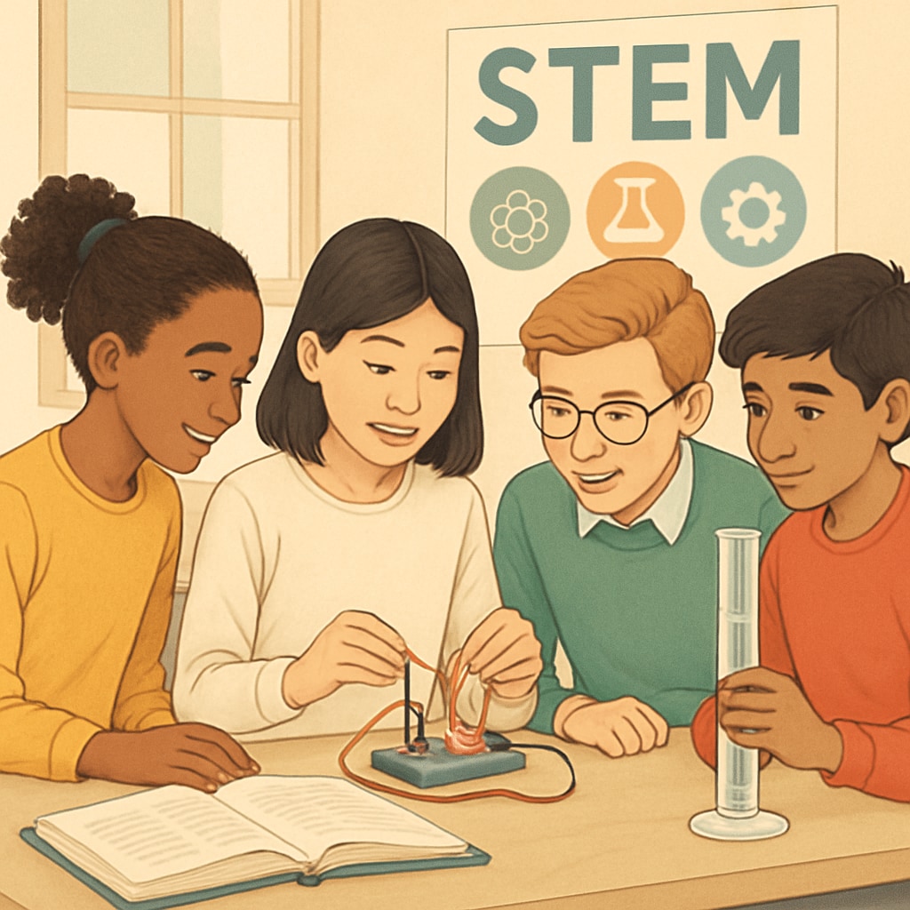 Students in STEM activity, highlighting public school responses to voucher program challenges.