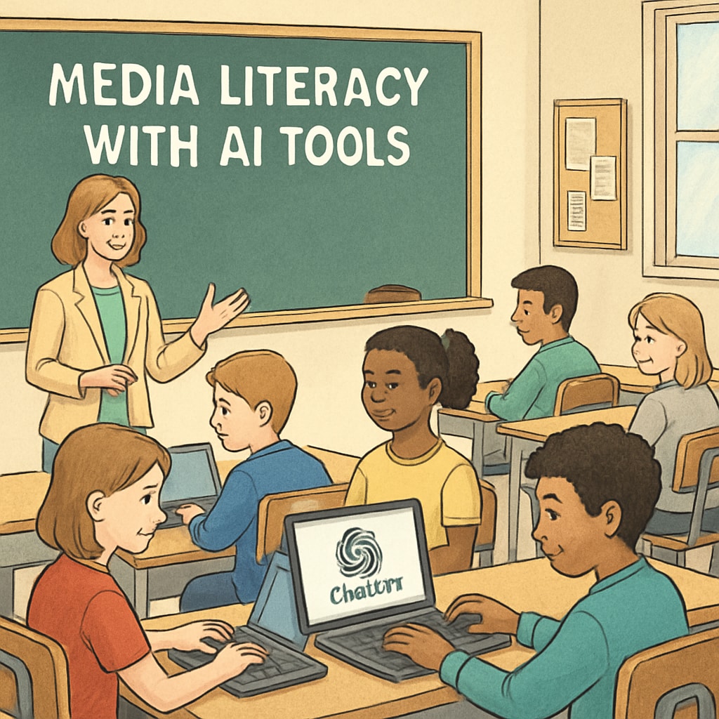High school students learning media literacy using AI tools like ChatGPT