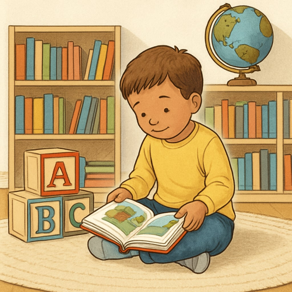Whole language approach child reading storybook