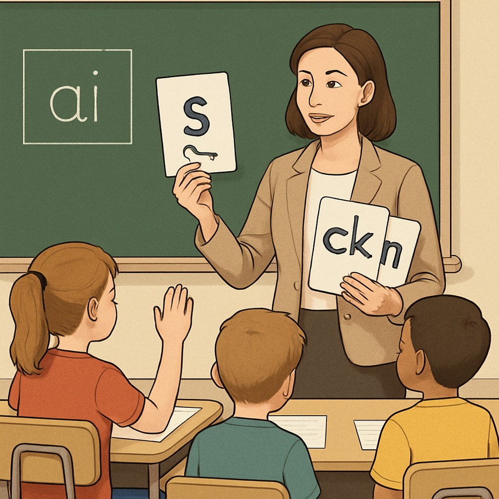 Phonics method teacher flashcards classroom