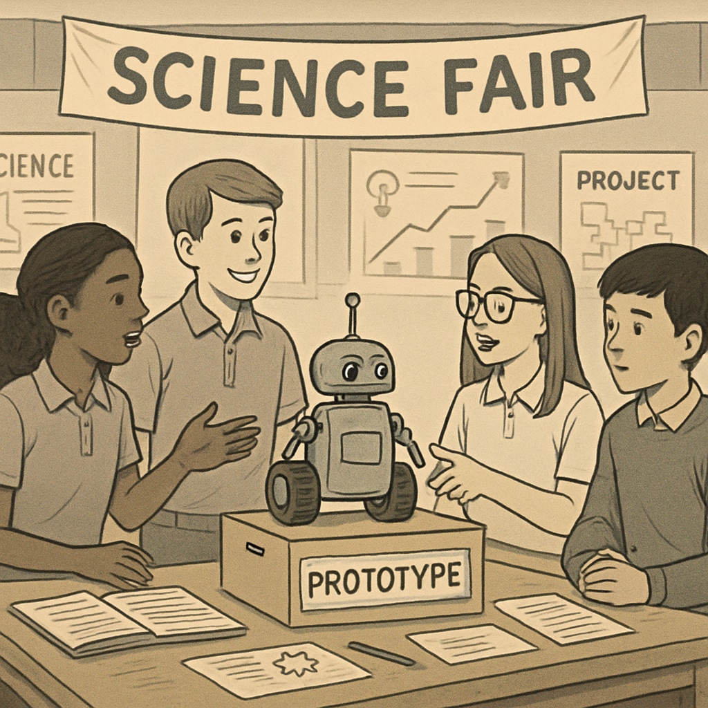Students presenting a prototype, illustrating the role of design thinking in K12 education for engineering careers.