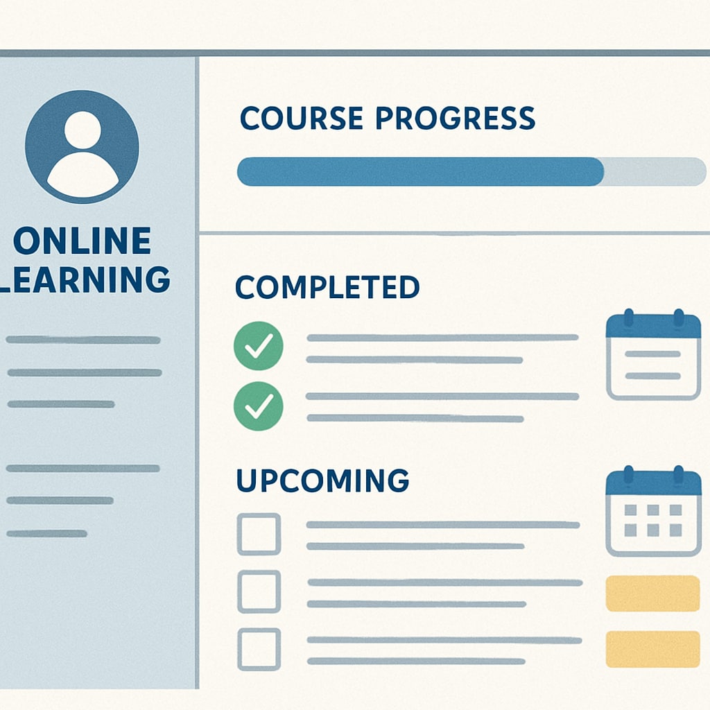 An online learning platform interface showing progress tracking, ideal for ADHD students managing credit recovery. Online learning platform for ADHD students recovering high school credits.