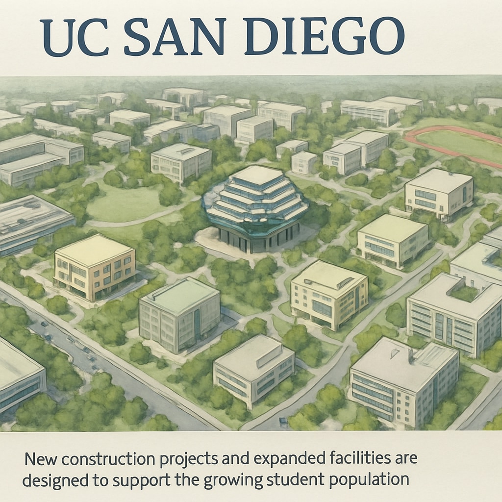 UC San Diego campus expansion illustrating new buildings and infrastructure development.