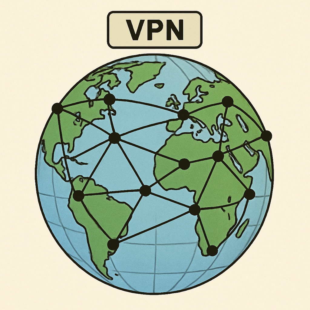 A globe with VPN network connections related to the UK’s age verification law and VPN usage.