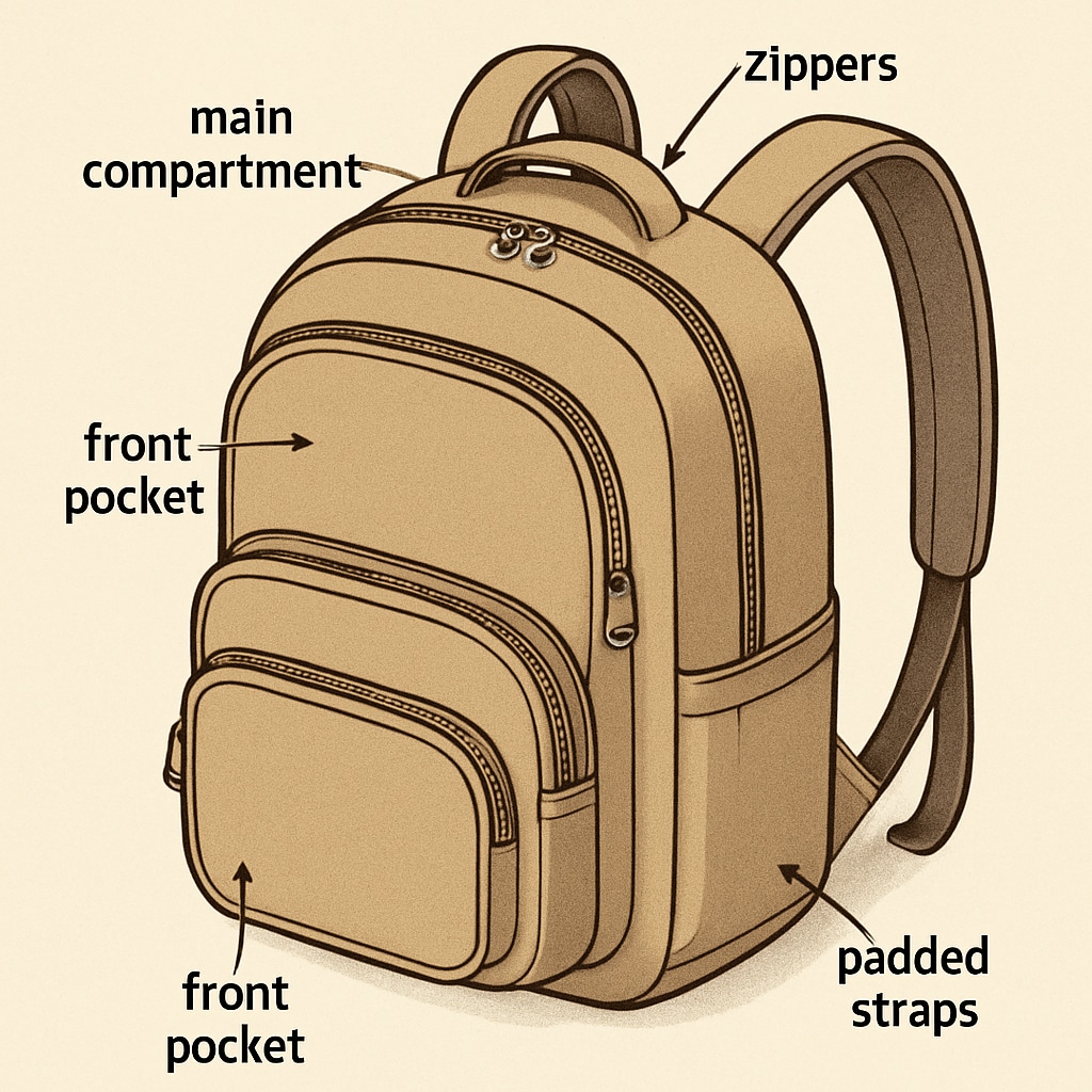Durable college bag with compartments and padded straps