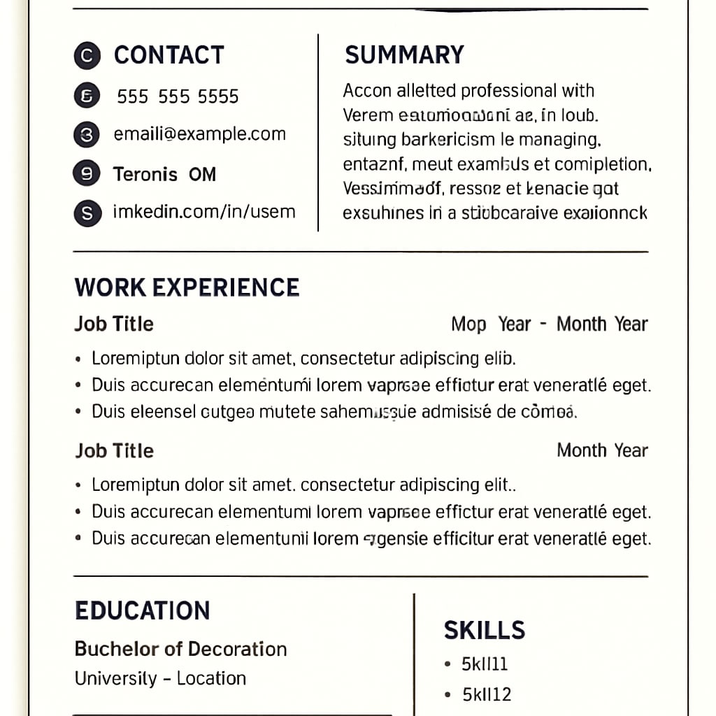 A professional resume sample tailored to the Canadian job market, showcasing proper formatting and key sections. Example of a Canadian-style resume for job seekers.