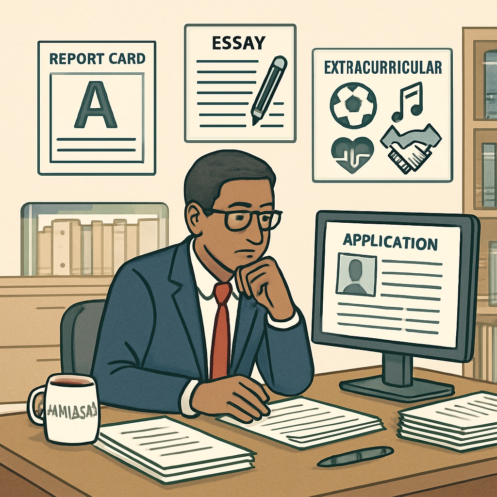 Admissions officer evaluating a student’s holistic application.
