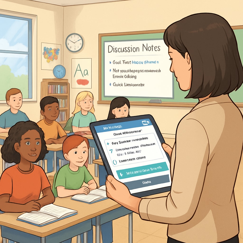 Classroom scene with WillowVoice aiding in feedback creation