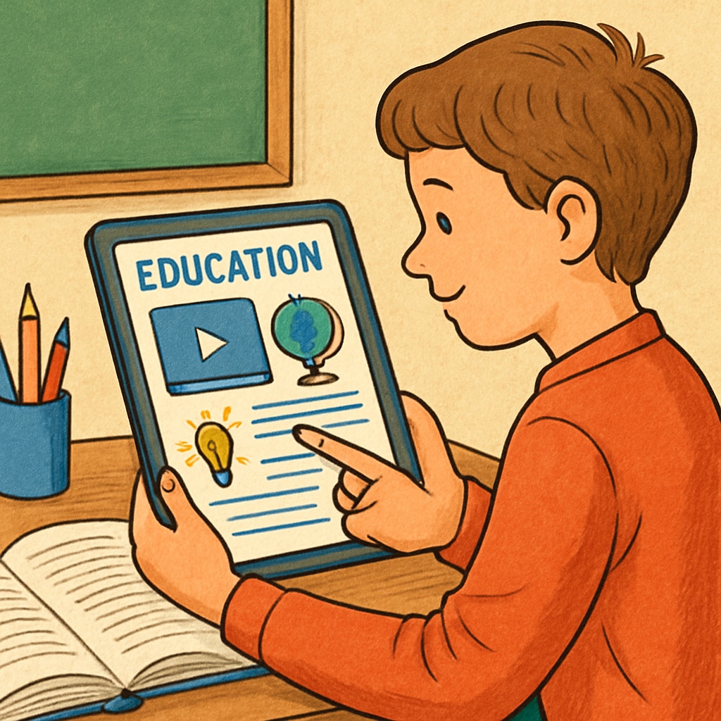 High school student using technology to access external educational resources